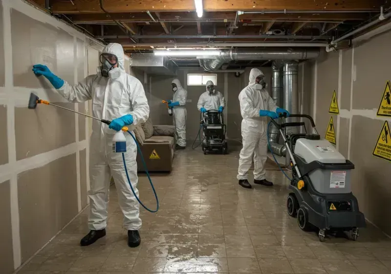 Basement Moisture Removal and Structural Drying process in East Longmeadow, MA